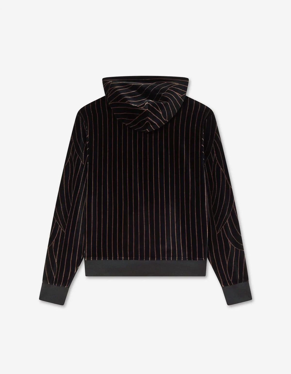 Kenzo Leaf Stripe Black Zipped Velvet Hoodie FF65HO2564JV 99J