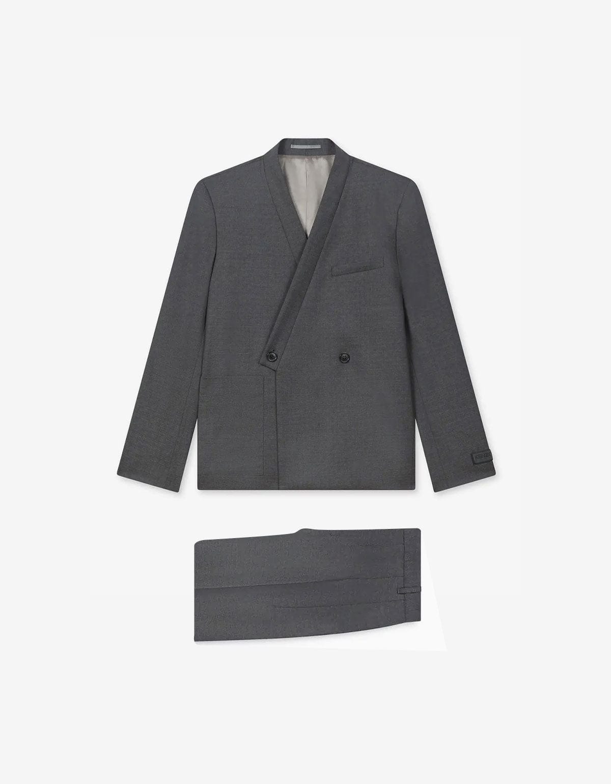 Kenzo Weave Taupe Wool Jacquard Kimono Jacket & Trousers Bundle