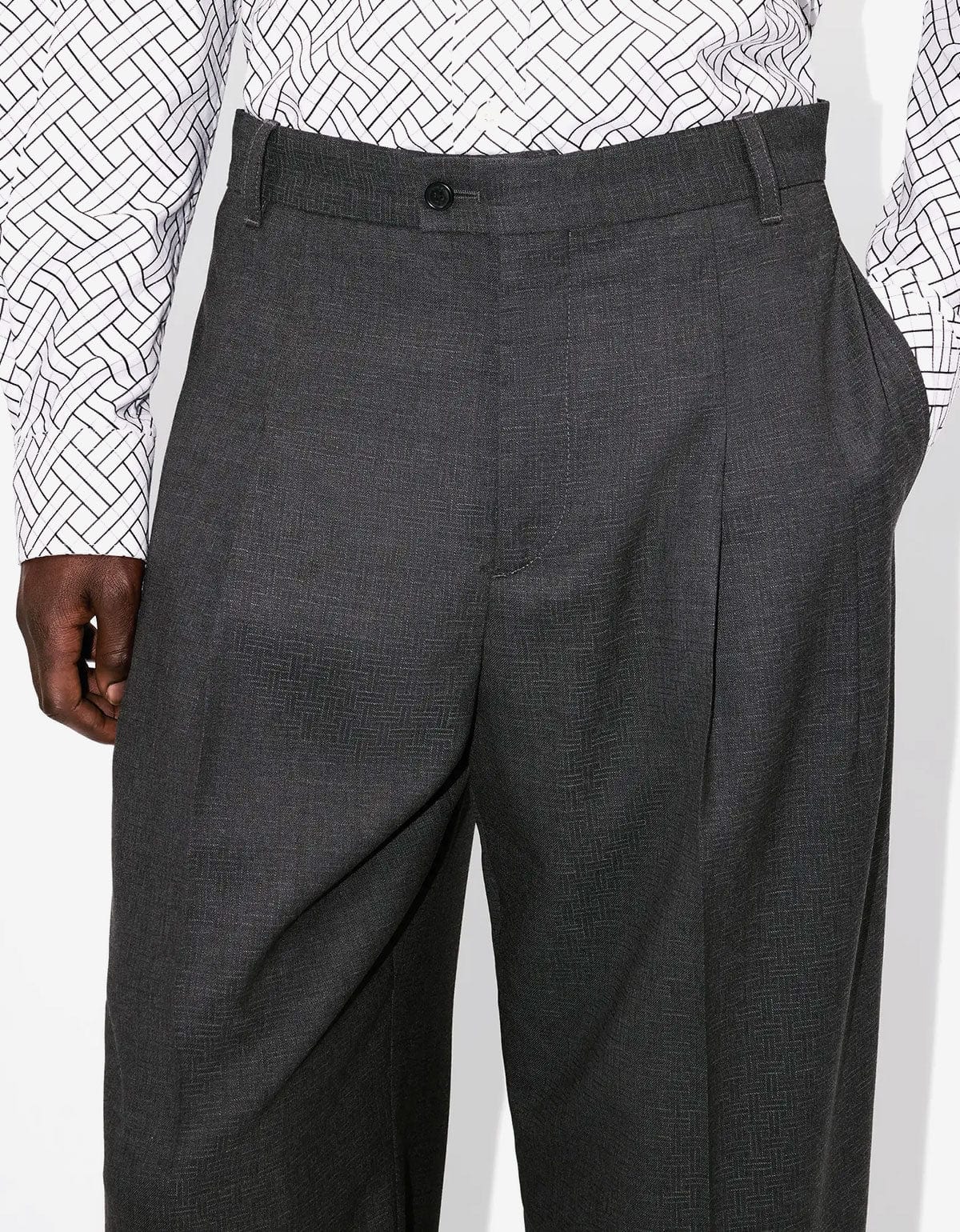 Kenzo Weave Taupe Wool Jaquard Tailored Pants FF65PA3689ID 92