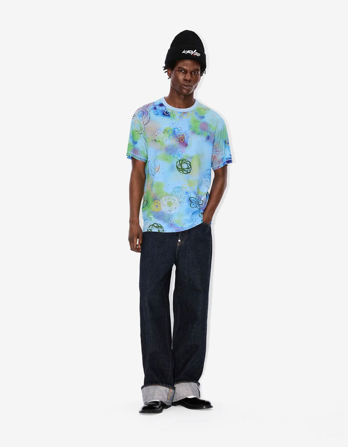 Kenzo x Futura 2000 Blue Reversible T-Shirt – mens designer Kenzo x Futura 2000 Blue Reversible T-Shirt – mens designer
