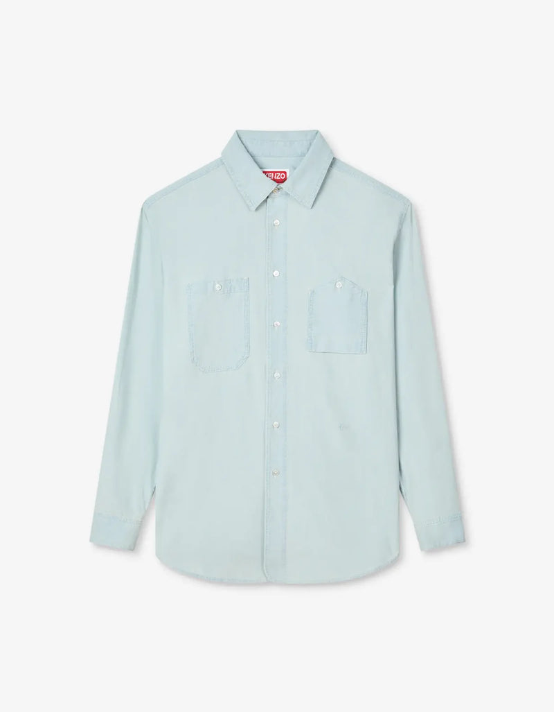 Kenzo Blue Stone Bleach Chambray Overshirt FG55DC5076F4DY