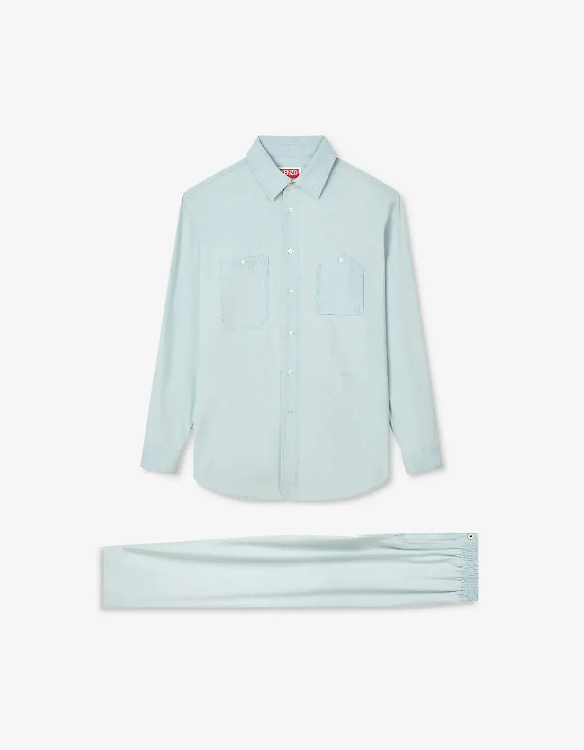 Kenzo Blue Stone Bleach Chambray Overshirt & Jog Pants