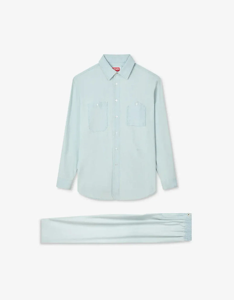 Kenzo Blue Stone Bleach Chambray Overshirt & Jog Pants