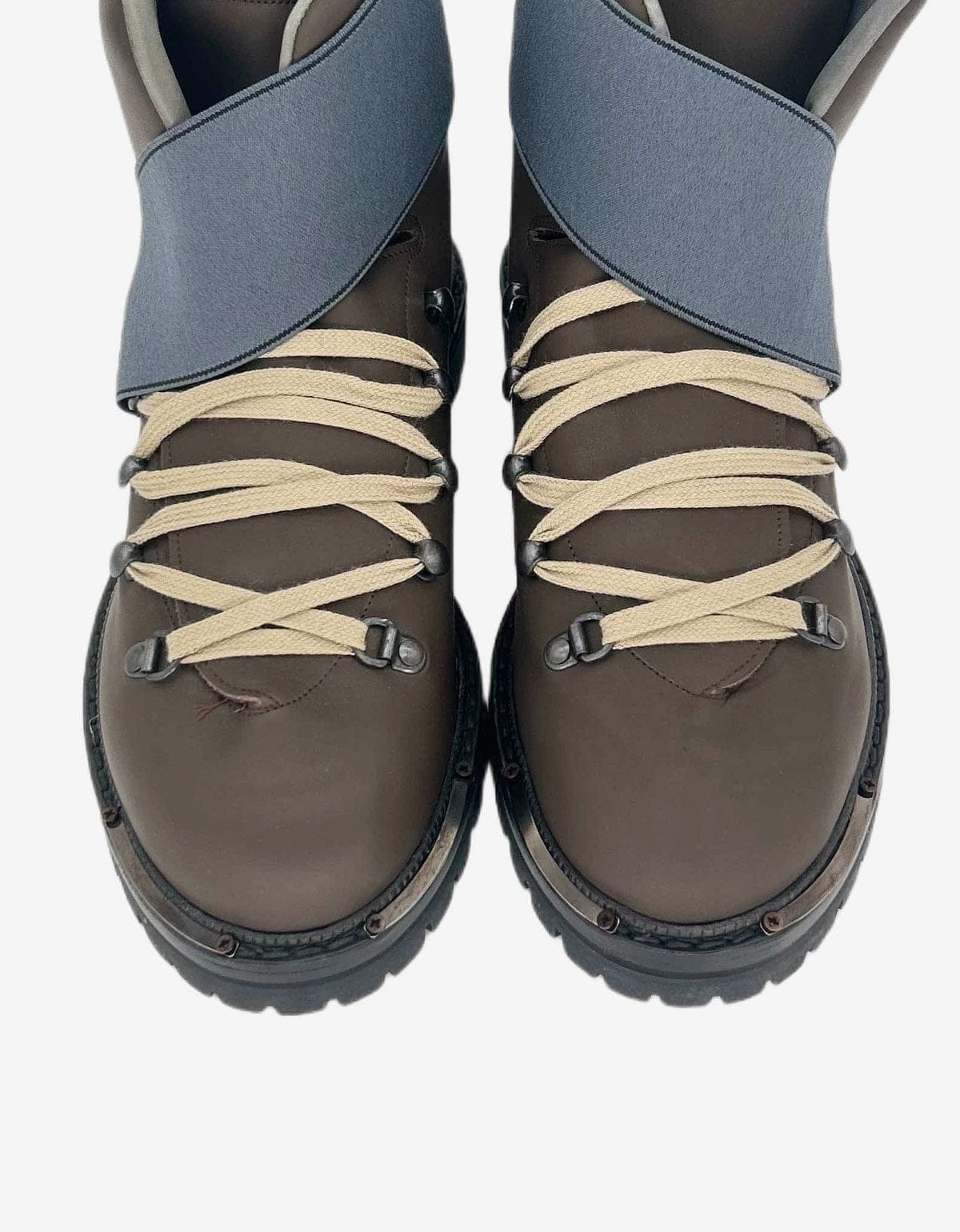 Lanvin Brown Leather Walking Boot With Neoprene Velcro Strap AM5WCB1VVM5B1 60 MARRON