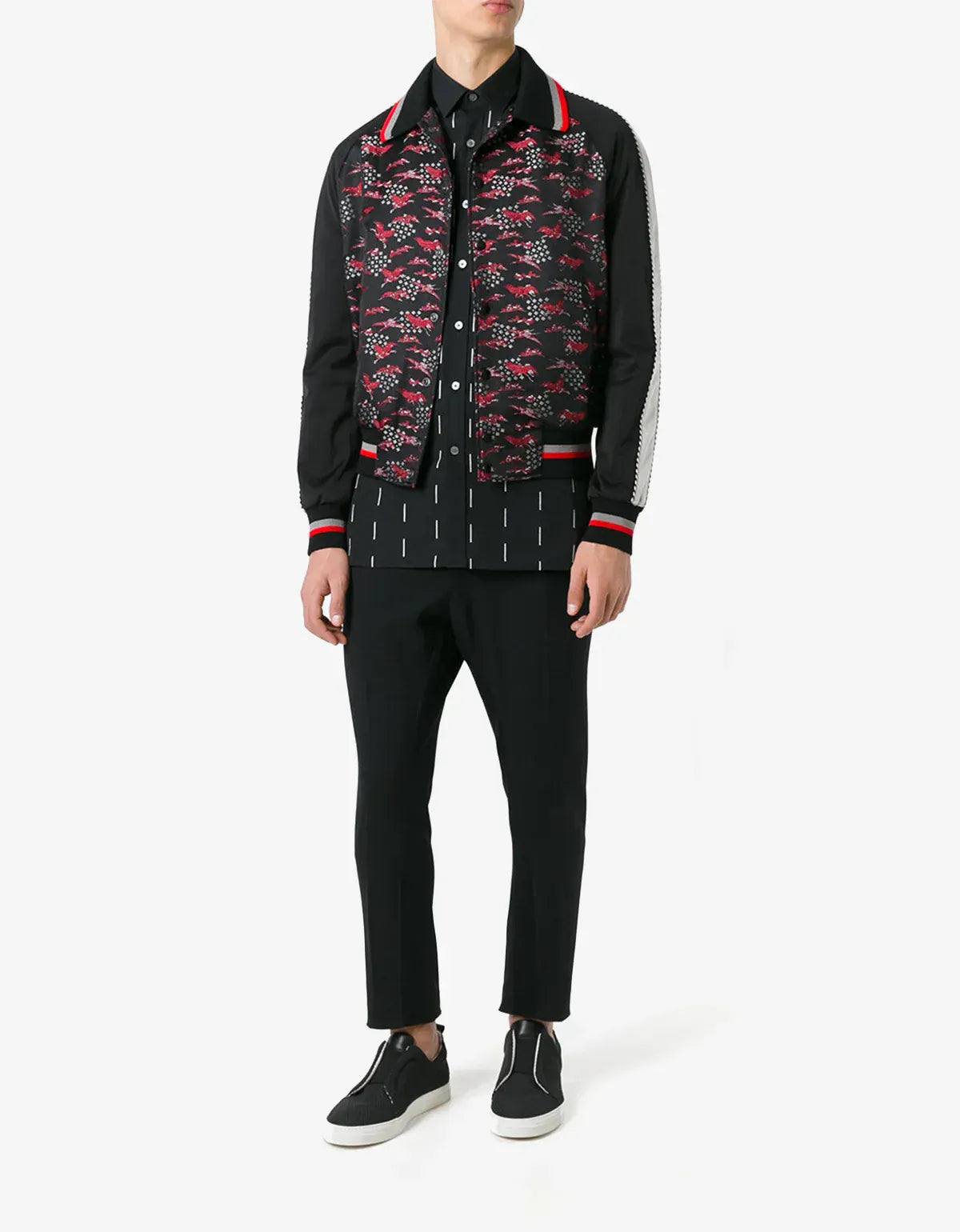 Lanvin Black Crane Print Souvenir Jacket