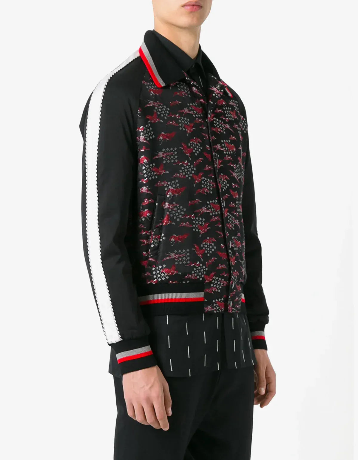 Lanvin Black Crane Print Souvenir Jacket