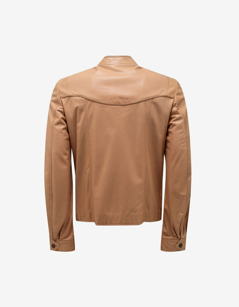 Maison Martin Margiela Beige Plonge Leather Biker Jacket