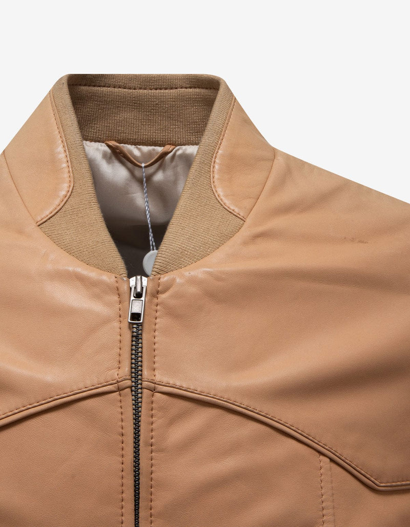 Maison Martin Margiela Beige Plonge Leather Biker Jacket