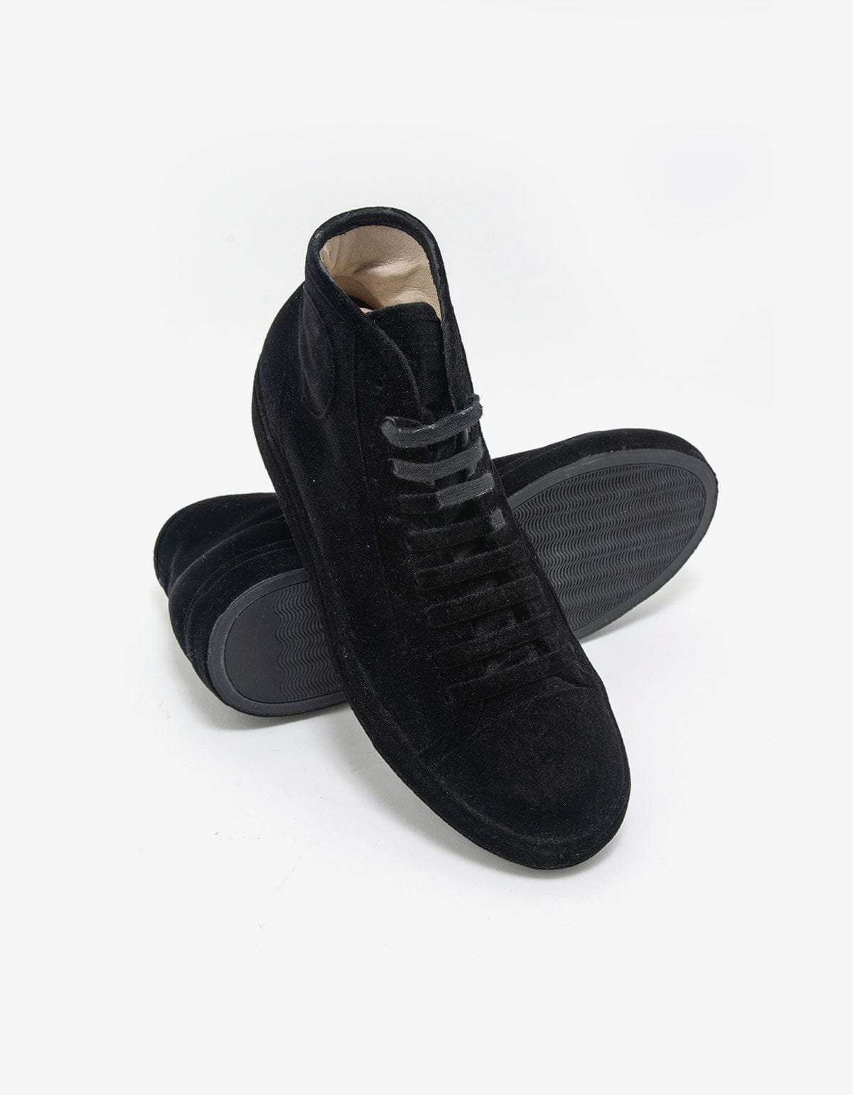 Maison Martin Margiela Black Flock Hi Top Trainers 37WS083