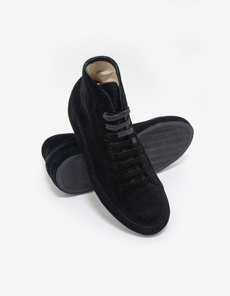 Maison Martin Margiela Black Flock Hi Top Trainers 37WS083