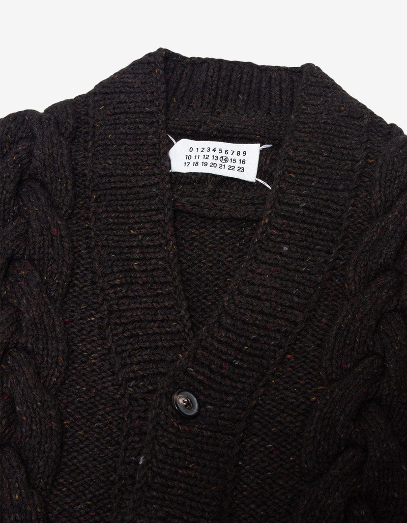 Maison Martin Margiela Brown Cable Knit Cardigan - AW01