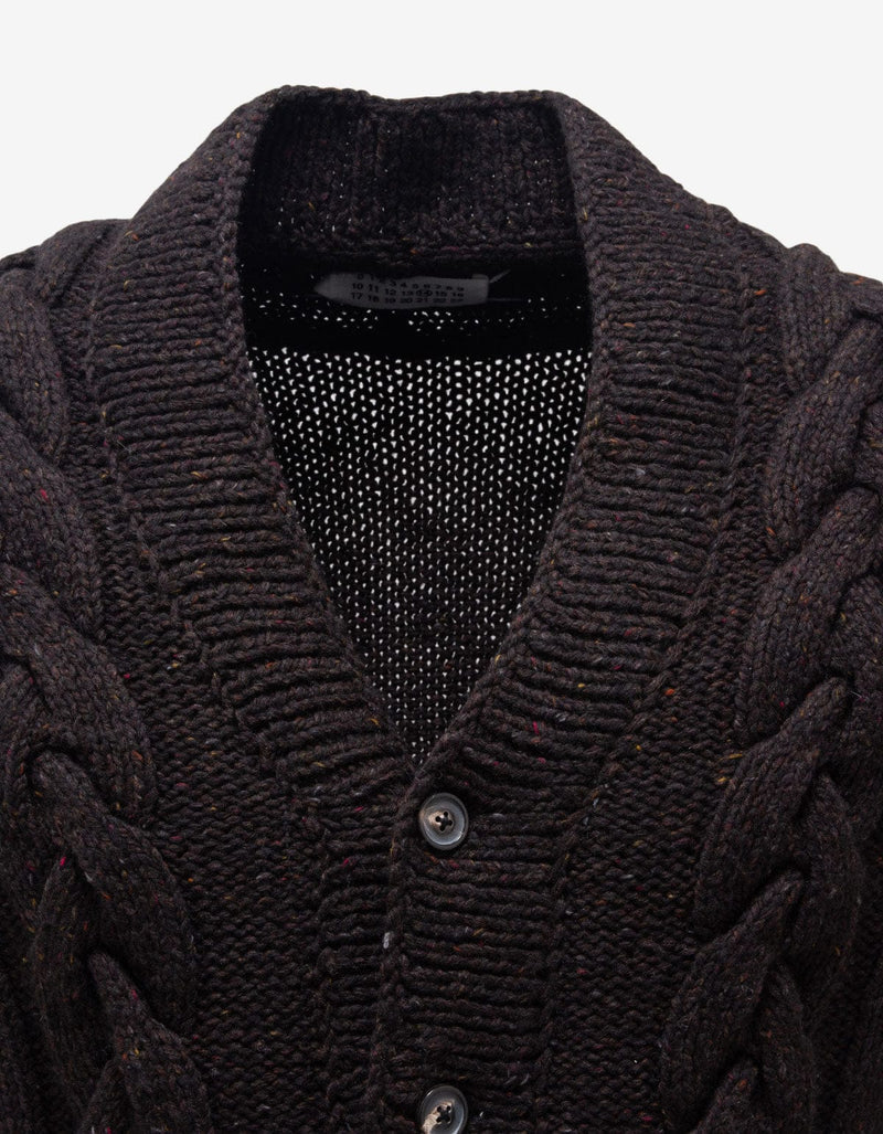 Maison Martin Margiela Brown Cable Knit Cardigan - AW01