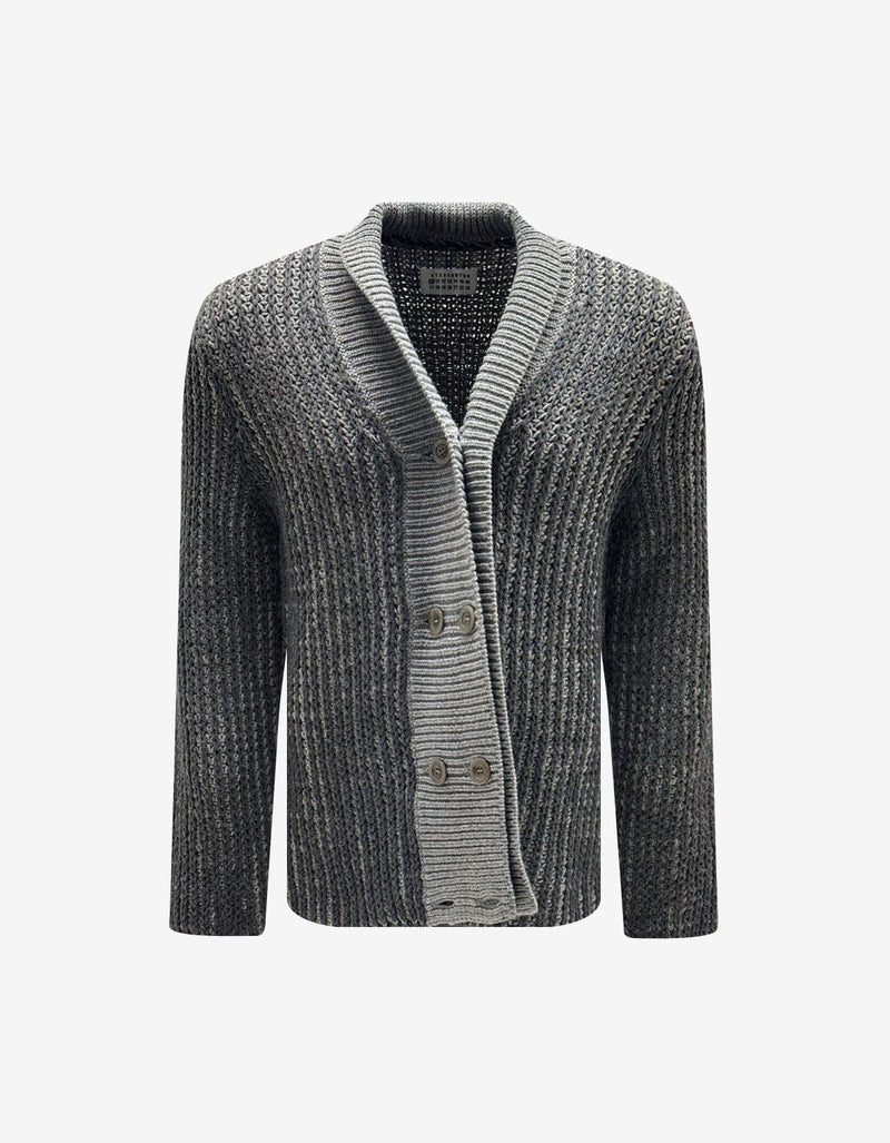 Maison Martin Margiela Grey Wool Shawl Collar Cardigan