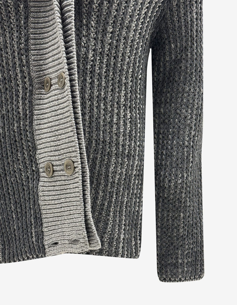 Maison Martin Margiela Grey Wool Shawl Collar Cardigan