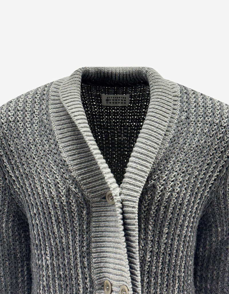 Maison Martin Margiela Grey Wool Shawl Collar Cardigan