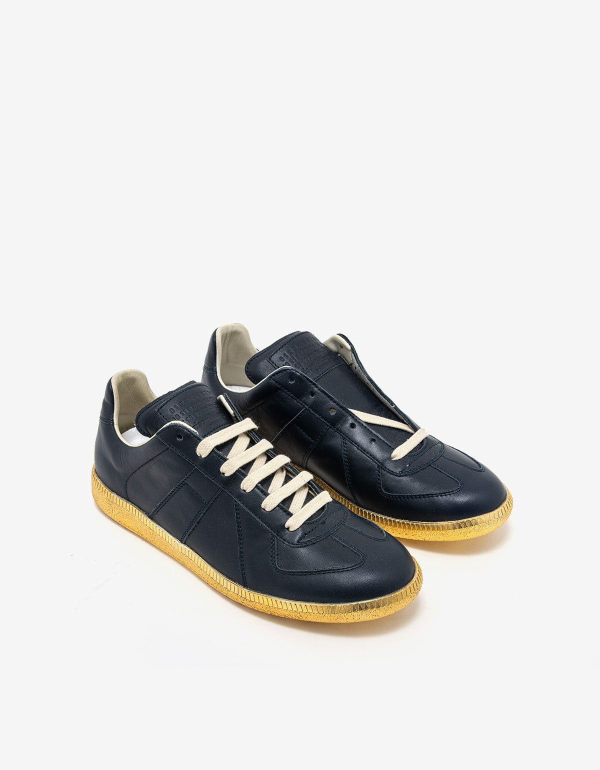 Maison Martin Margiela Replica Blue & Gold Leather Trainers S37WS0264