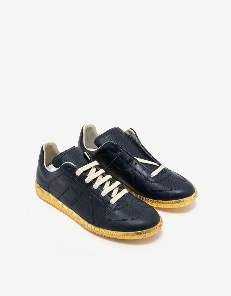 Maison Martin Margiela Replica Blue & Gold Leather Trainers S37WS0264