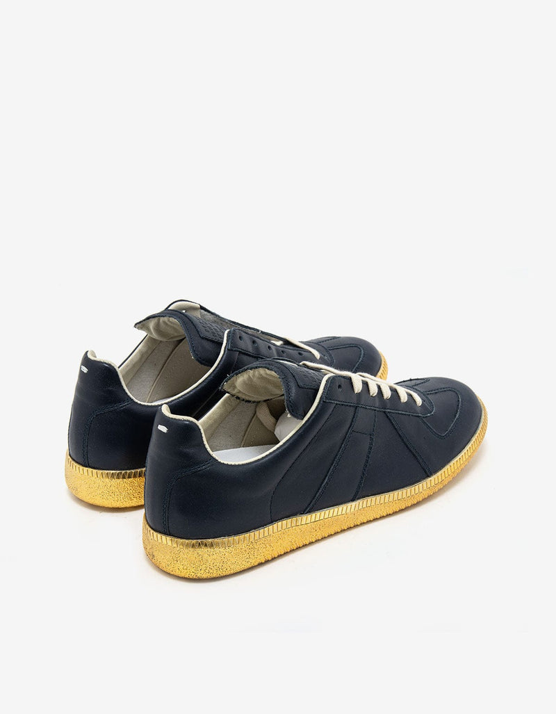 Maison Martin Margiela Replica Blue & Gold Leather Trainers S37WS0264