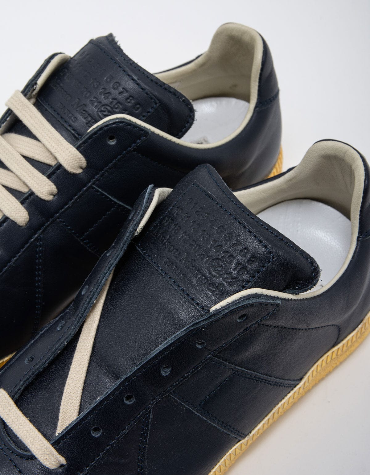 Maison Martin Margiela Replica Blue & Gold Leather Trainers S37WS0264