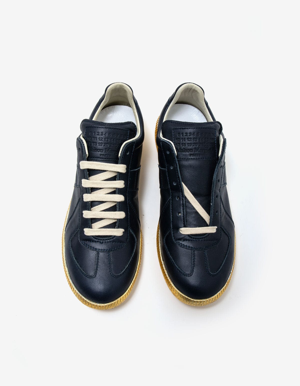 Maison Martin Margiela Replica Blue & Gold Leather Trainers S37WS0264