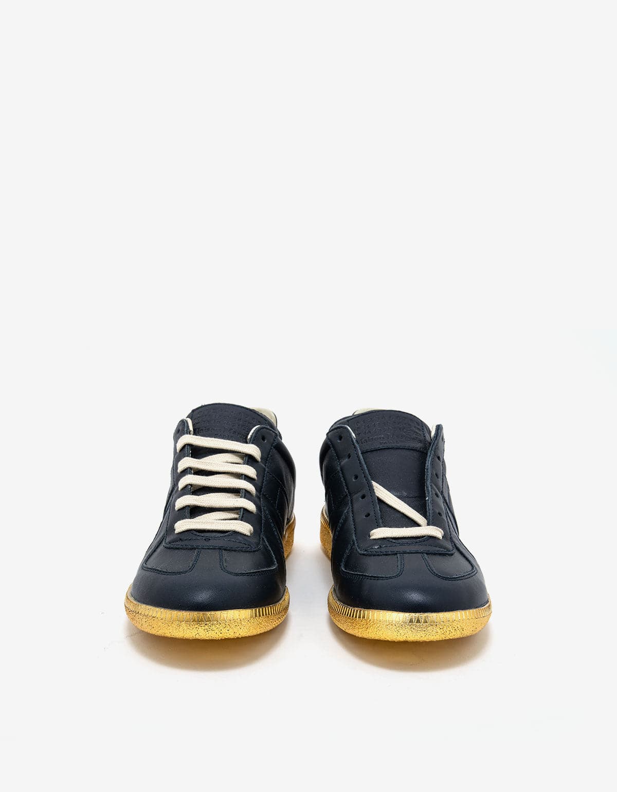 Maison Martin Margiela Replica Blue & Gold Leather Trainers S37WS0264