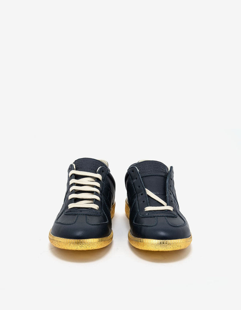 Maison Martin Margiela Replica Blue & Gold Leather Trainers S37WS0264