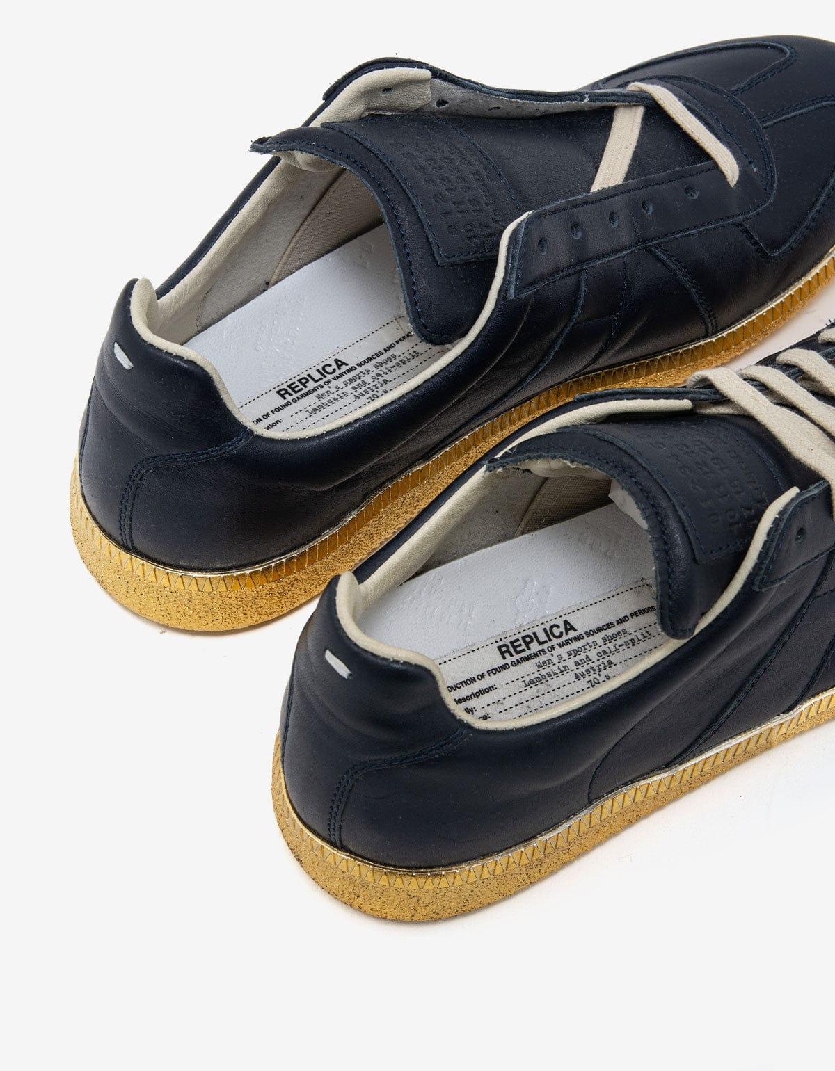 Maison Martin Margiela Replica Blue & Gold Leather Trainers S37WS0264