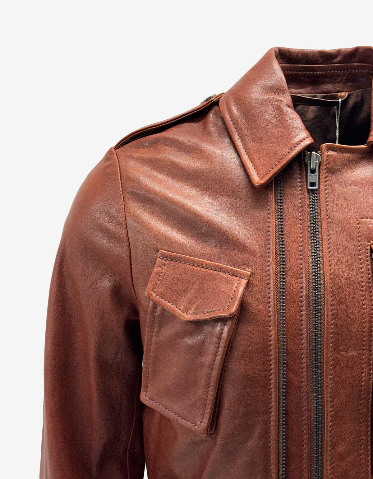 Maison Martin Margiela Tan Leather 'Replica' 1940's Aviator Jacket S30AM0150