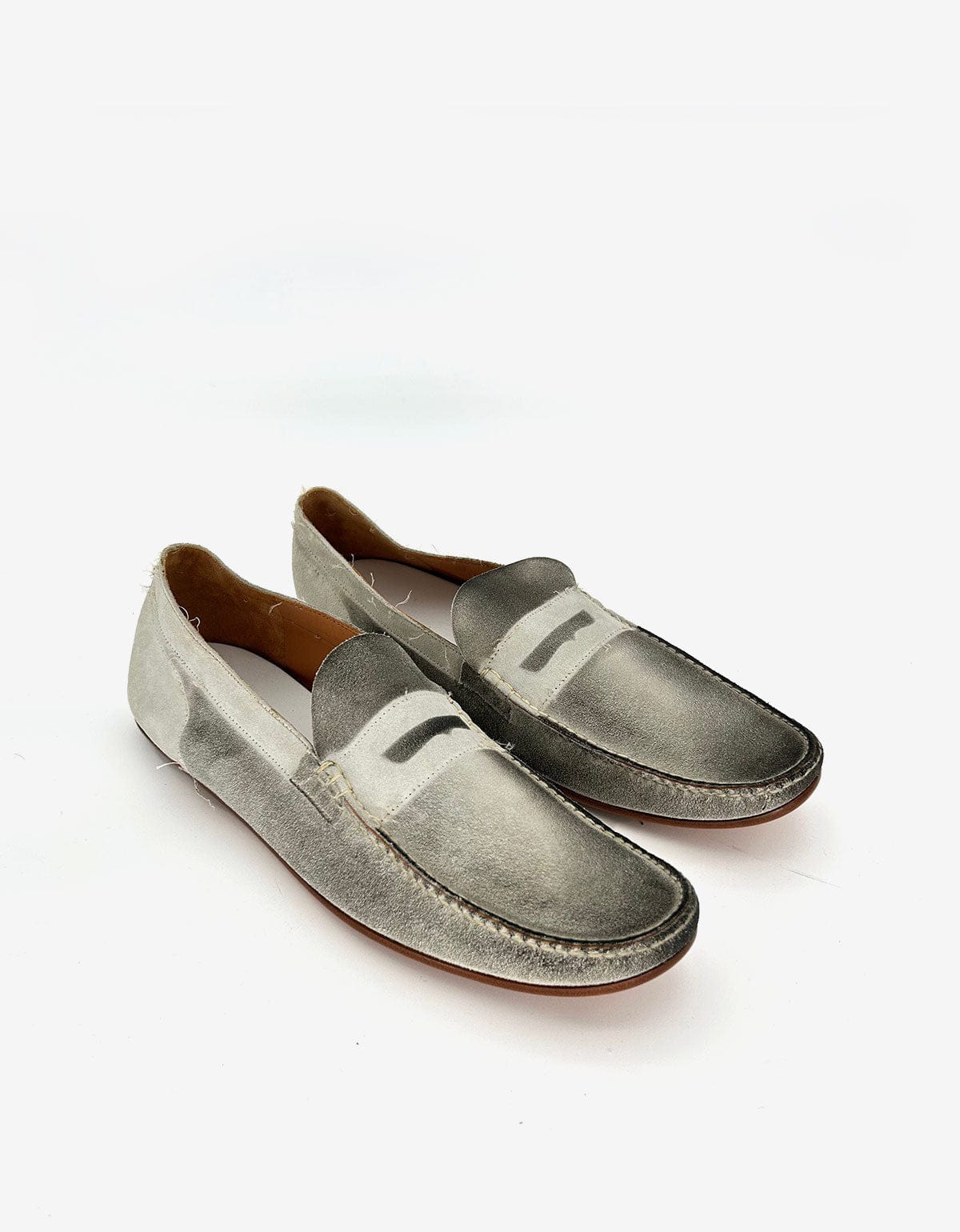 Maison Martin Margiela White Distressed Suede Loafer