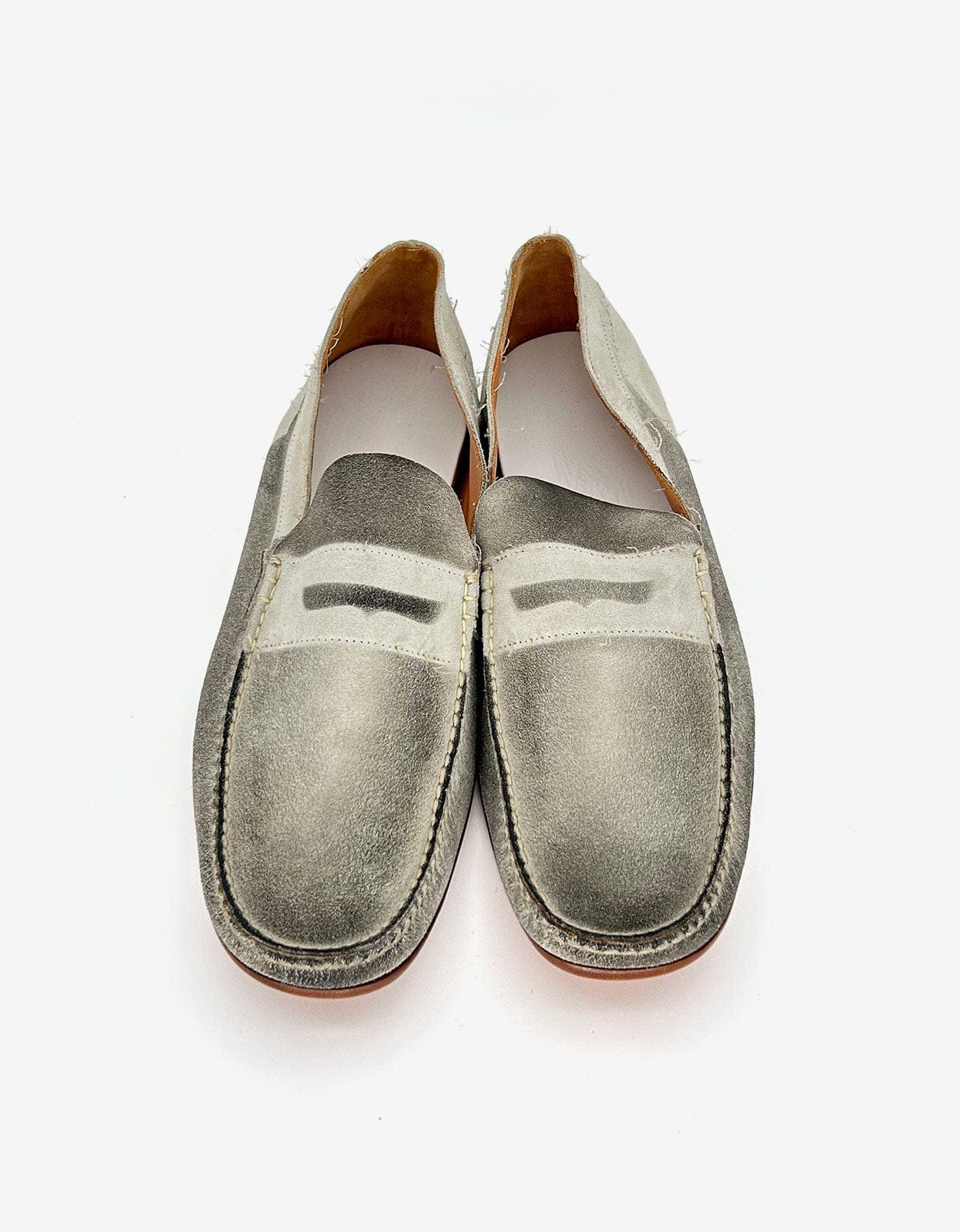 Maison Martin Margiela White Distressed Suede Loafer