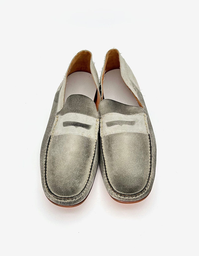 Maison Martin Margiela White Distressed Suede Loafer