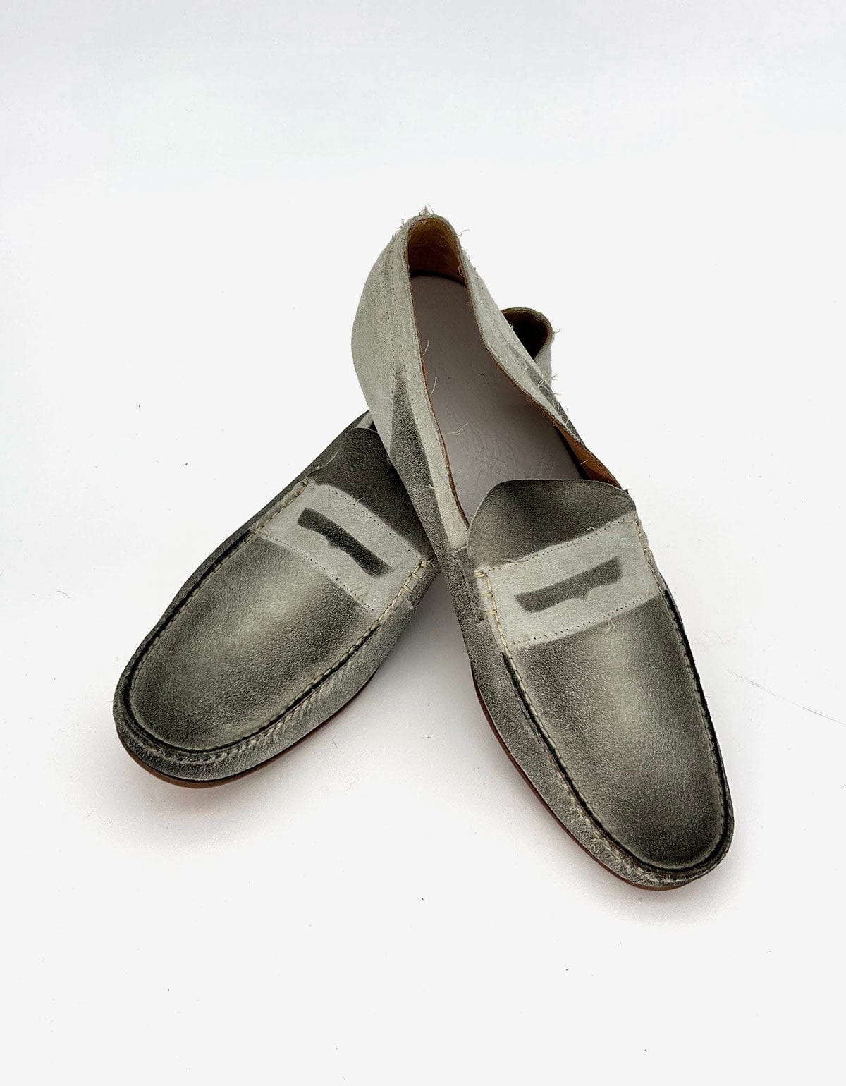 Maison Martin Margiela White Distressed Suede Loafer