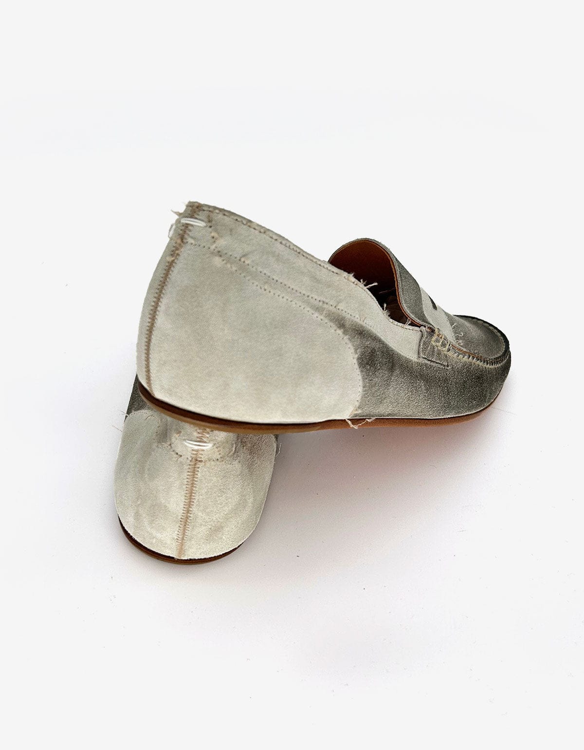 Maison Martin Margiela White Distressed Suede Loafer