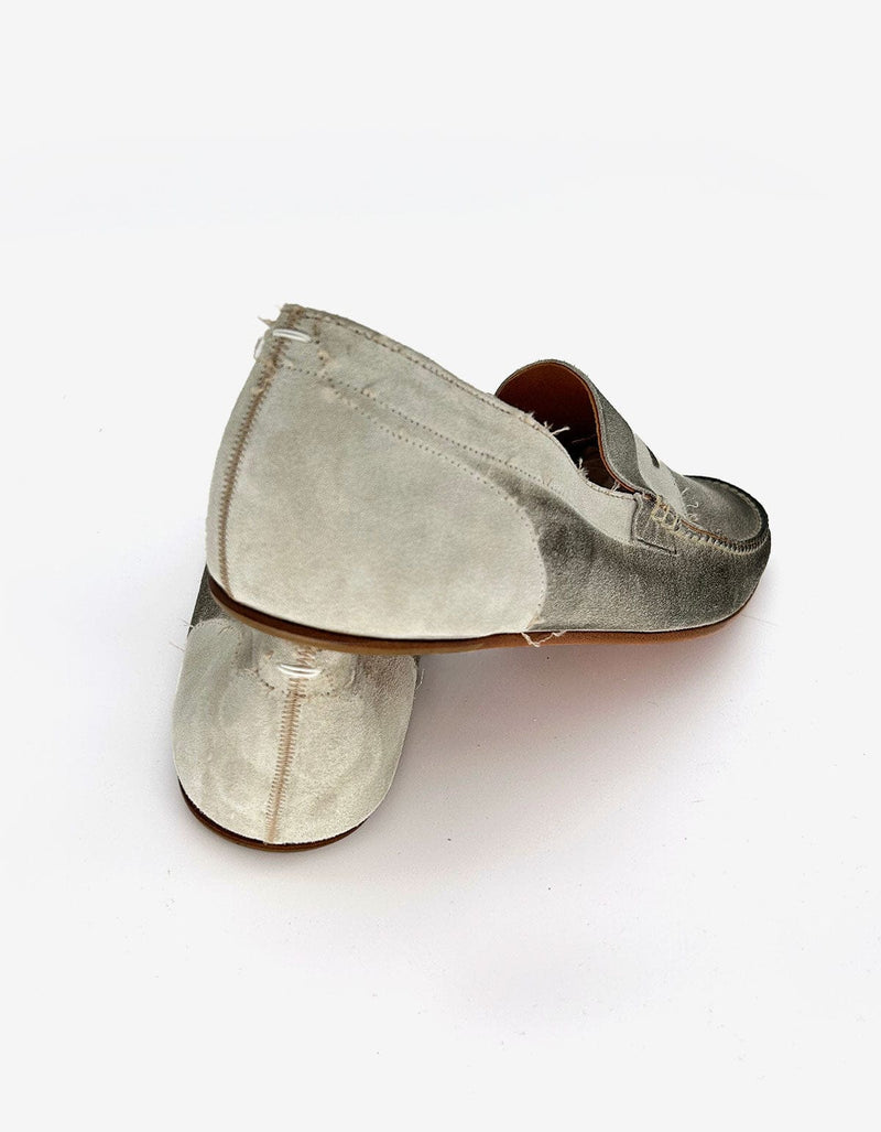 Maison Martin Margiela White Distressed Suede Loafer