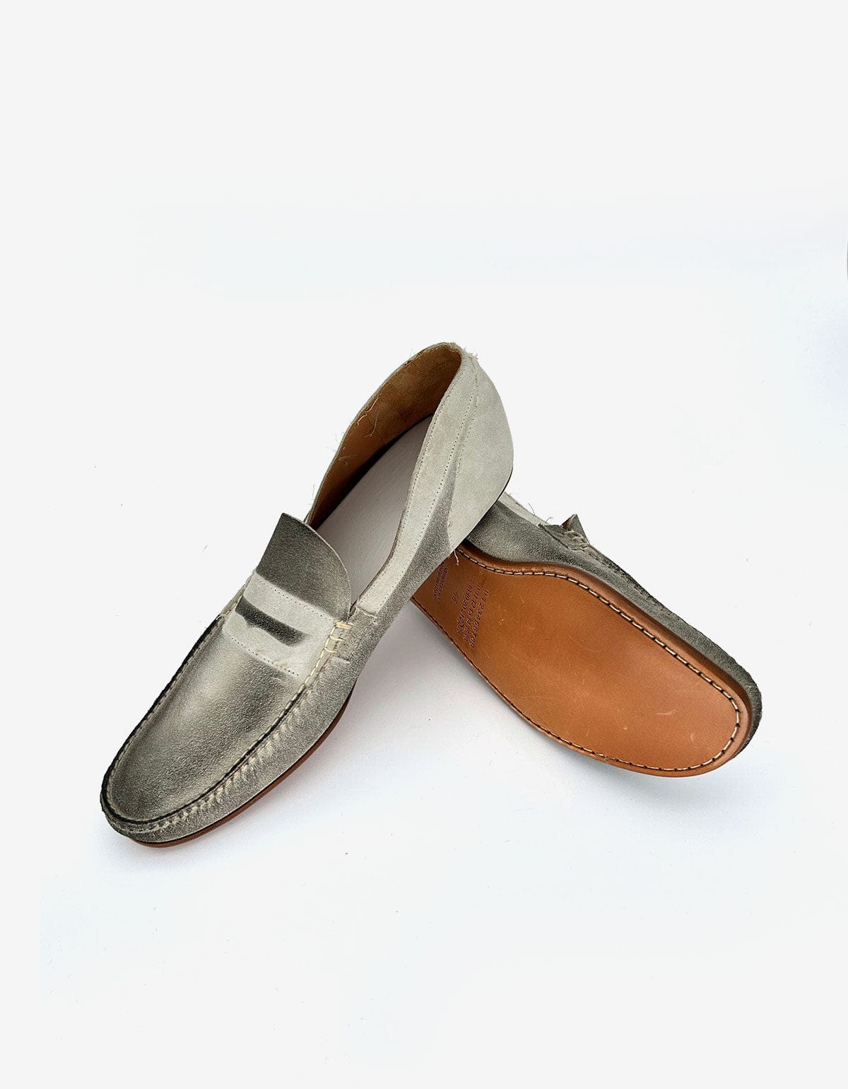 Maison Martin Margiela White Distressed Suede Loafer