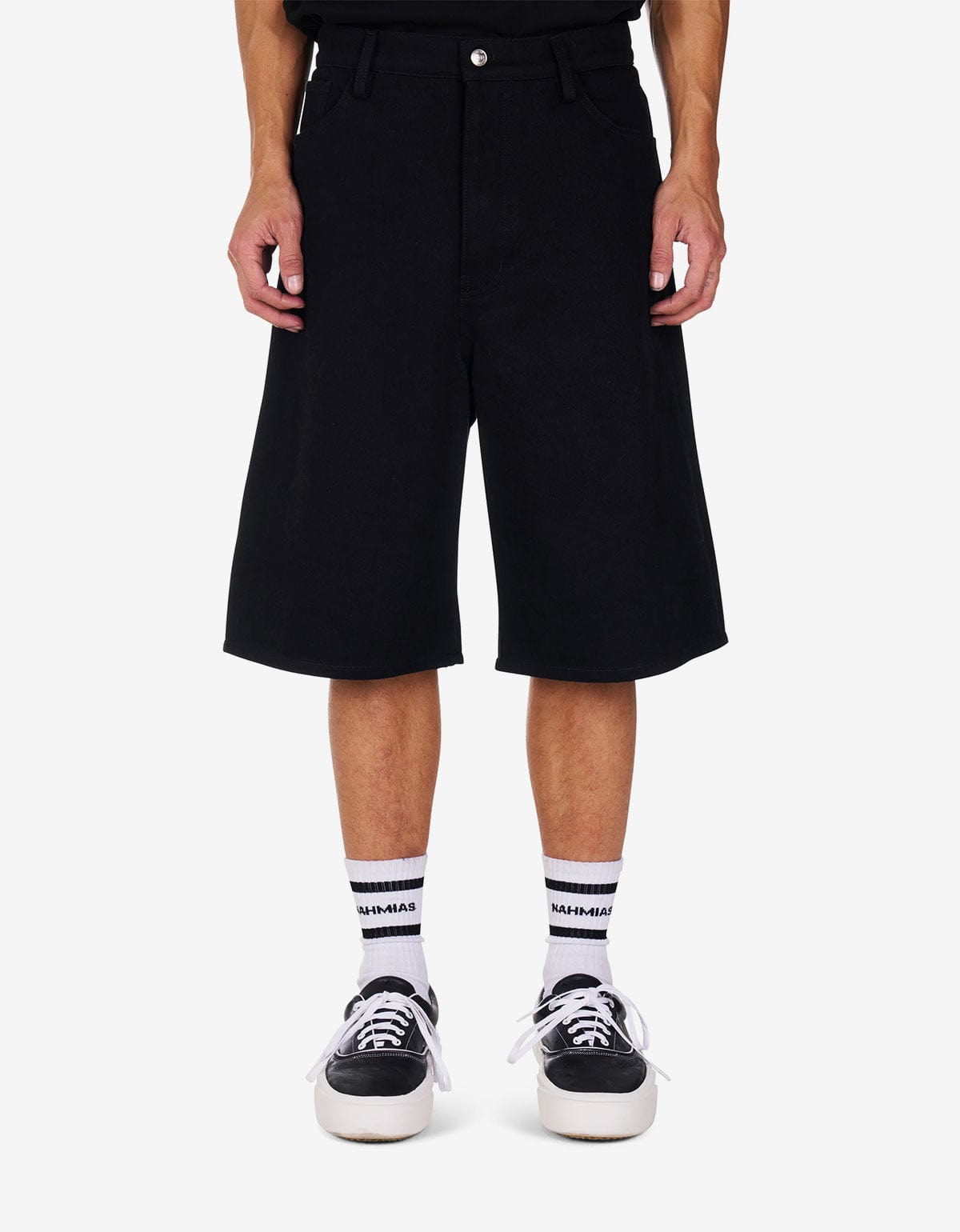 Nahmias Black Denim Baggy Carpenter Shorts D2-R15-001