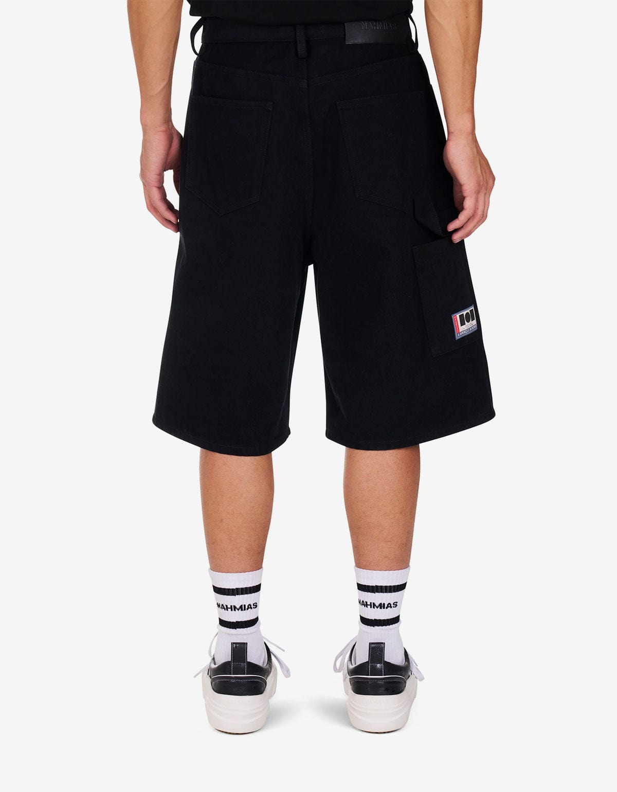 Nahmias Black Denim Baggy Carpenter Shorts – mens designer fashion