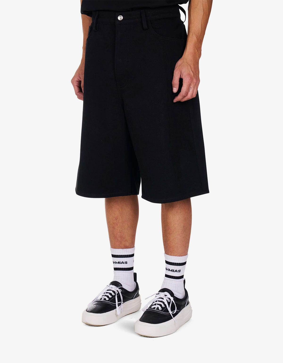 Nahmias Black Denim Baggy Carpenter Shorts D2-R15-001
