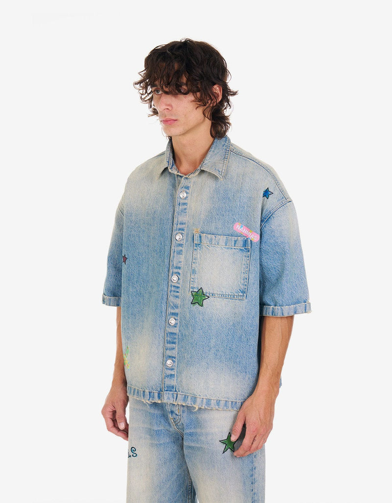 Nahmias Blue Denim Bandaid S/S Shirt D5-S15Q15-415