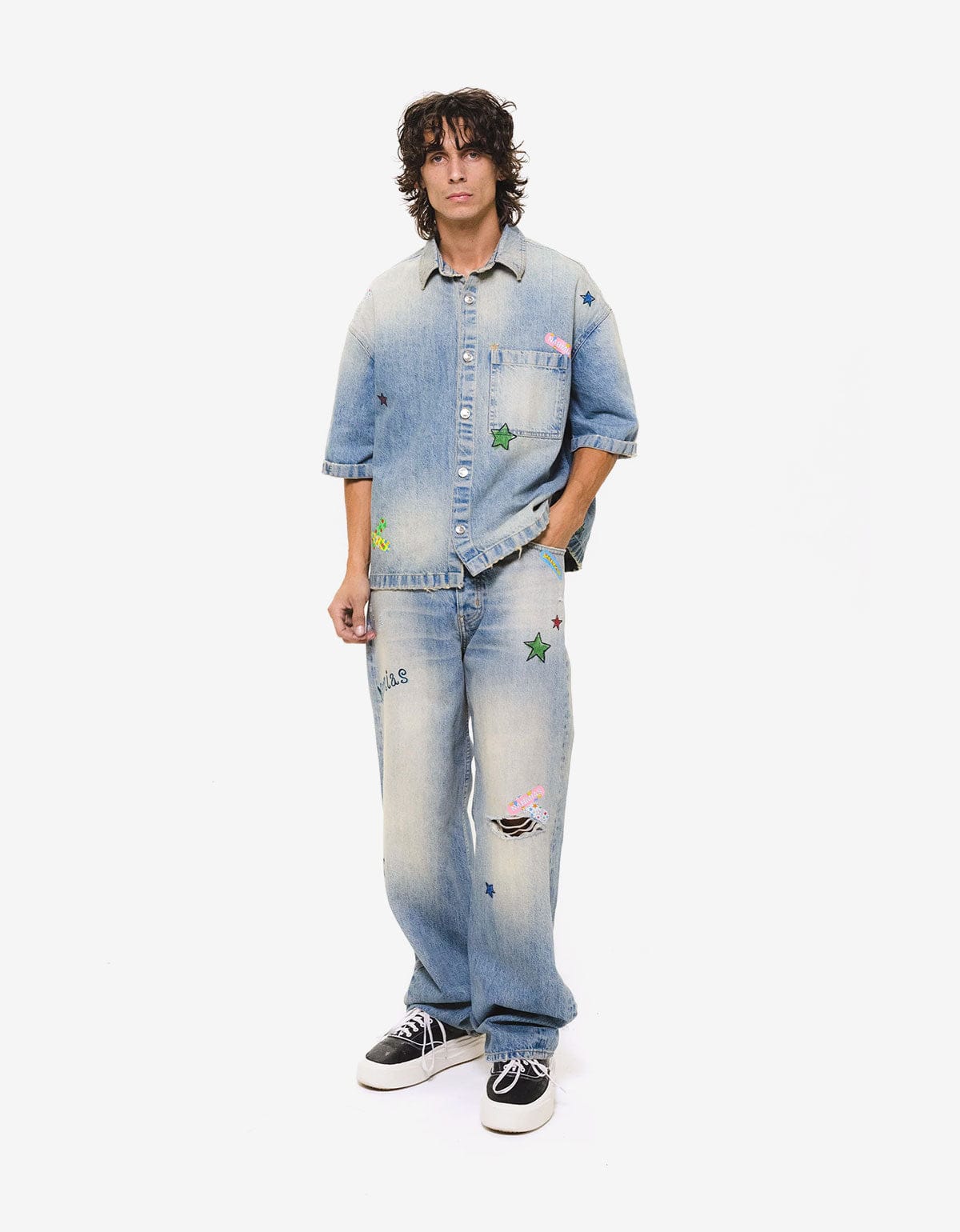 Nahmias Blue Denim Bandaid S/S Shirt D5-S15Q15-415