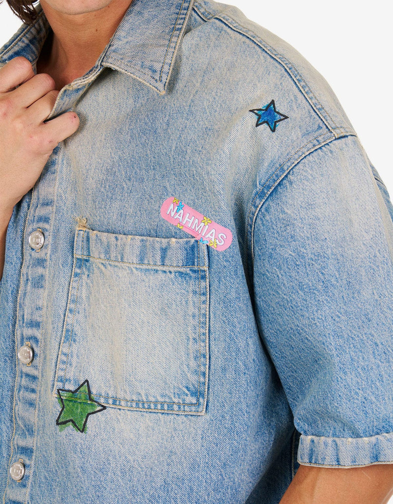 Nahmias Blue Denim Bandaid S/S Shirt D5-S15Q15-415