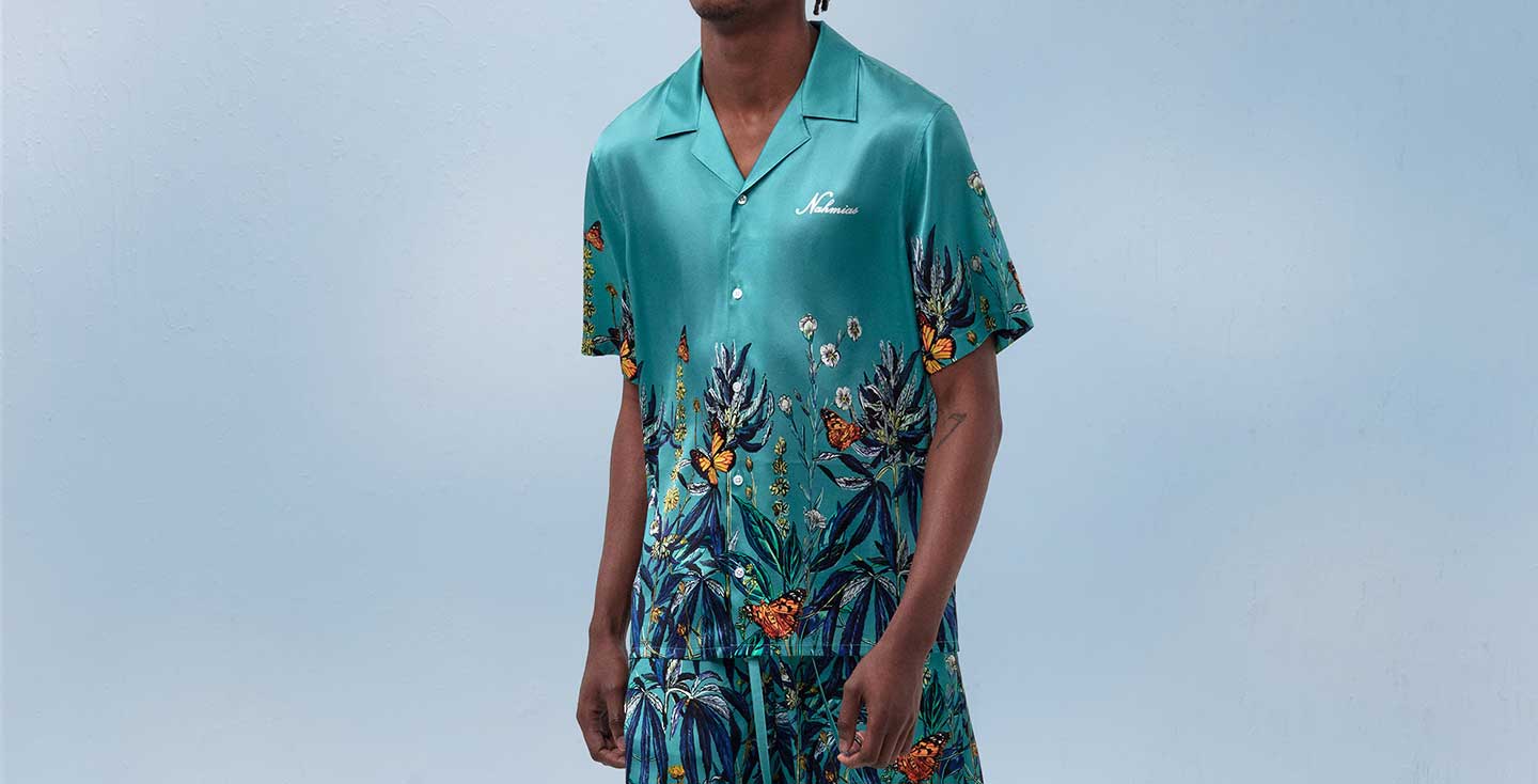 Shop Nahmias SS24. NAHMIAS SS24 Embraces All the Colors of Santa Barbara's "Queens of the Coast": With hand-painted silk shirts, prismatic knitwear