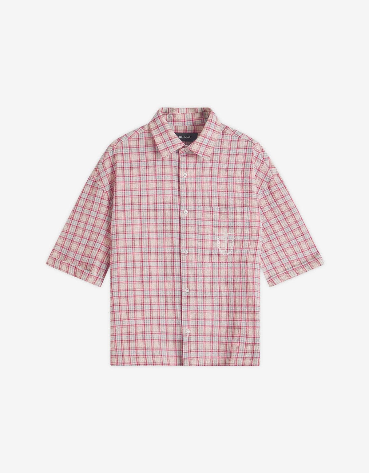 Nahmias Red Plaid Summerlandum Cropped Short Sleeve Shirt