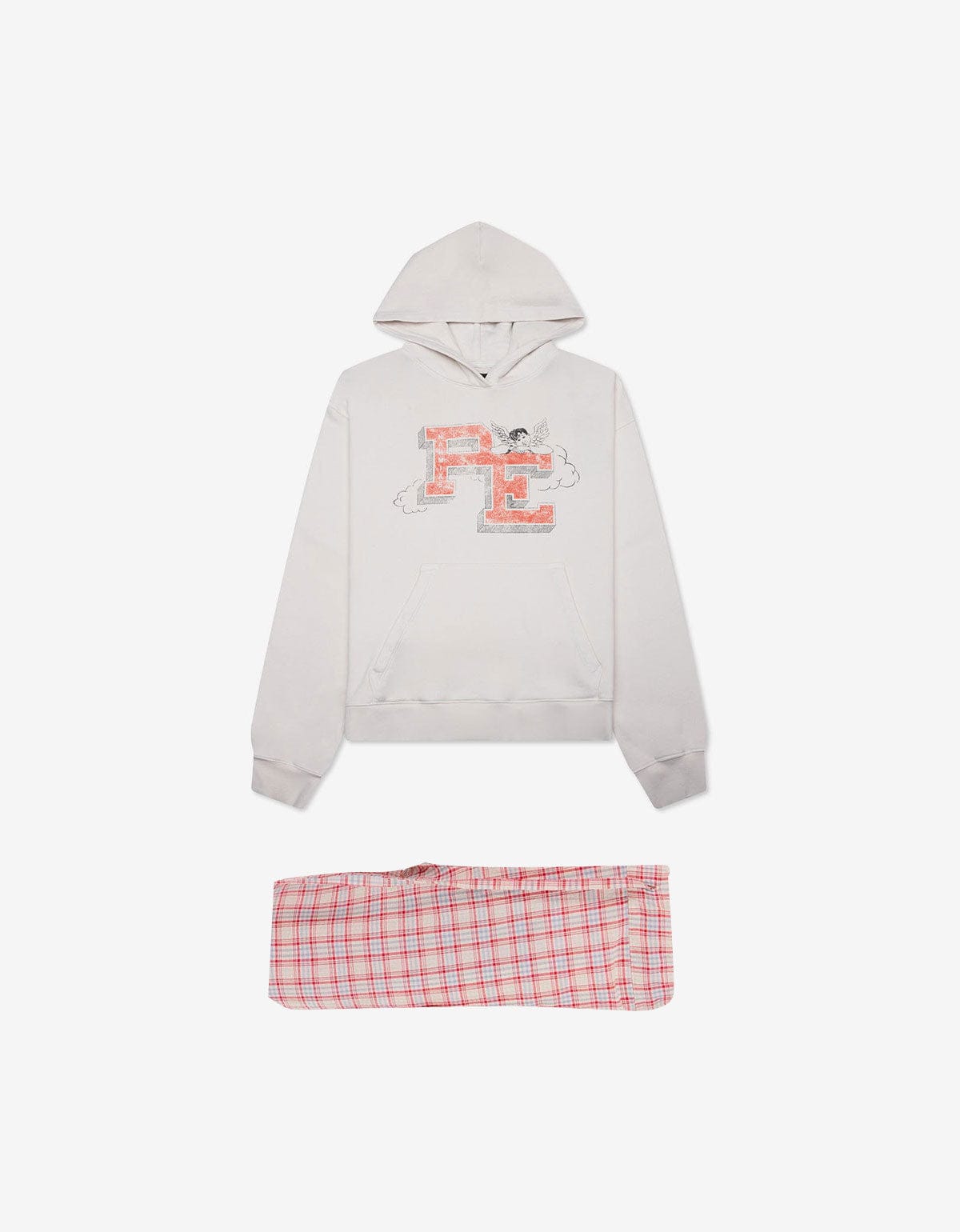 Nahmias White P.E. Cherub Hoodie & Red Plaid Summerlandum Relaxed Trousers Bundle