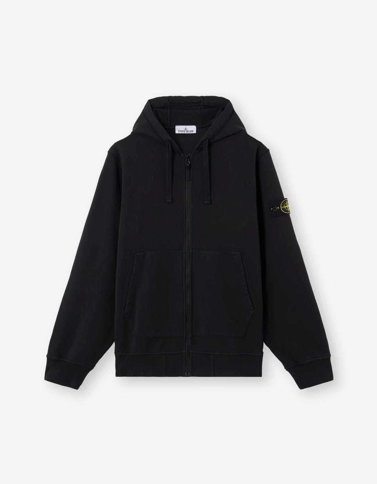 Stone Island Black Organic Cotton Zip Hoodie | Zoo Fashions – mens