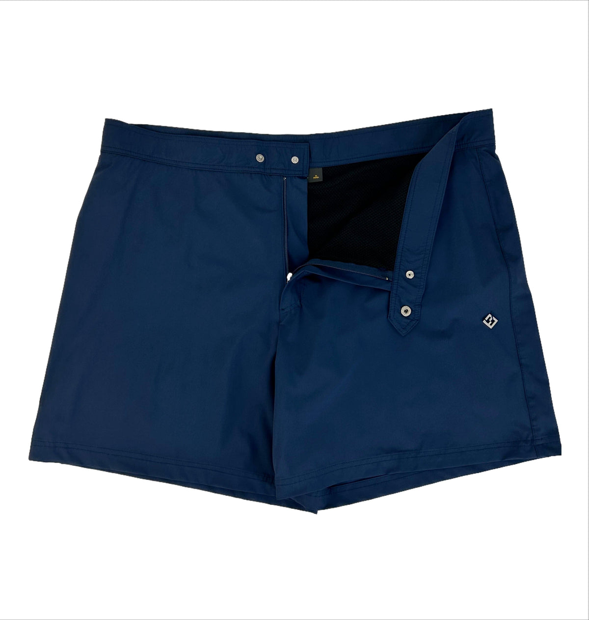 Fendi Baltico Blue Stretch Nylon Swim Short with FF Logo — SS04 Archive