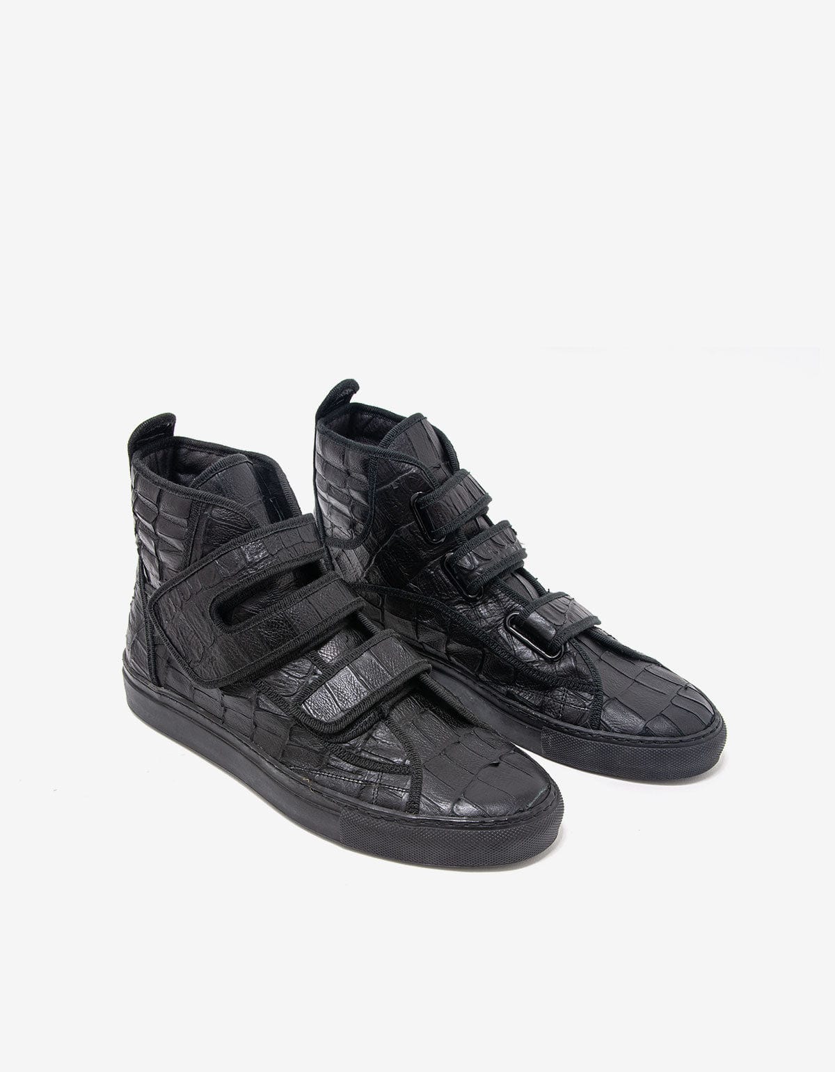 Raf Simons Black Croc Effect High Top Trainers