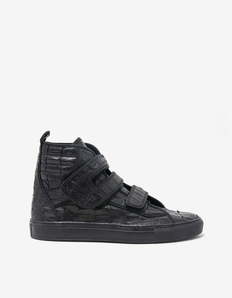 Raf Simons Black Croc Effect High Top Trainers
