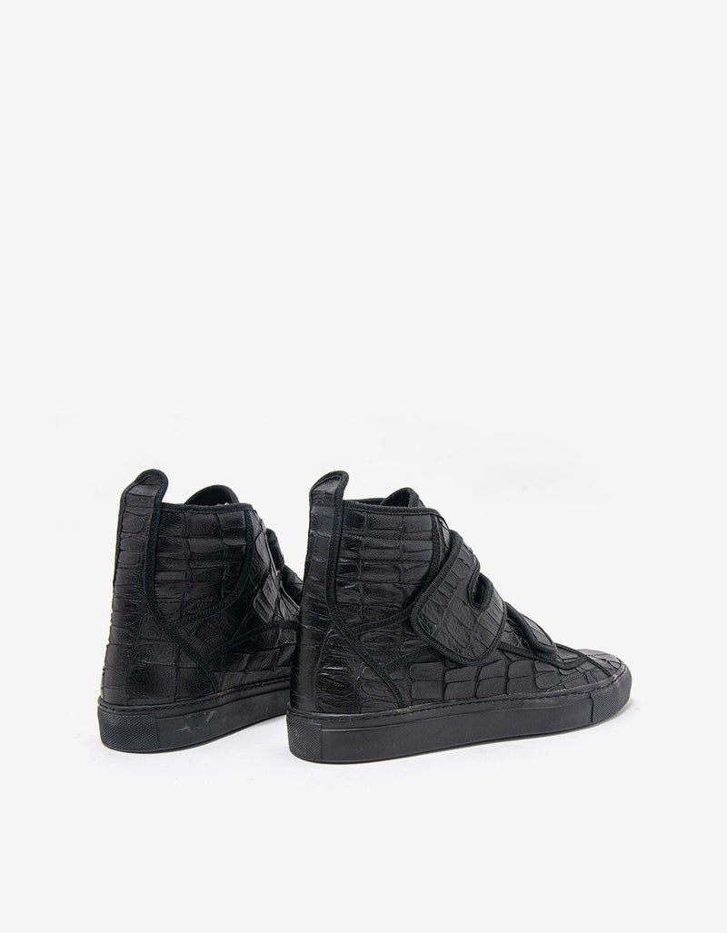 Raf Simons Black Croc Effect High Top Trainers