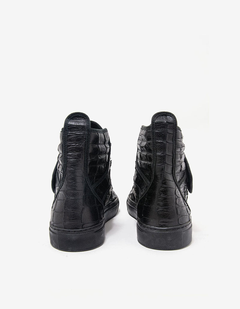 Raf Simons Black Croc Effect High Top Trainers